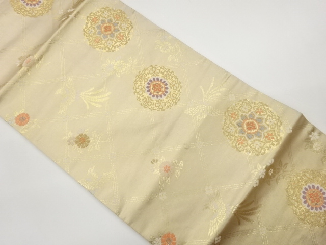 JAPANESE KIMONO / HANA-MON / WATER CHESTNUT / PHOENIX PATTERN WOVEN NA